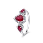 Rubinring 750/18 K Weissgold mit Diamanten 0.18 ct
