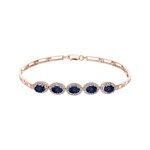 Sapphire Bracelet 750/18 K Rose Gold with Diamonds 0.67 ct H/si