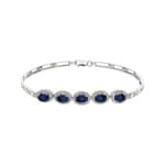 Bracelet de saphirs or gris 750/18 ct avec diamants 0.67 ct H/si