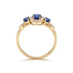 Saphirring 750/18 K Gelbgold mit Diamanten 0.09 ct - RI-73762-SAF-GG