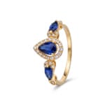 Saphirring 750/18 K Gelbgold mit Diamanten 0.13 ct