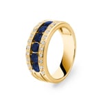 Sapphire Ring 750/18 K Yellow Gold with Diamonds 0.14 ct H/si
