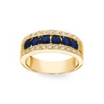 Sapphire Ring 750/18 K Yellow Gold with Diamonds 0.14 ct H/si - RI-38068-SAF-GG