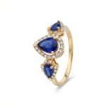 Saphirring 750/18 K Gelbgold mit Diamanten 0.18 ct