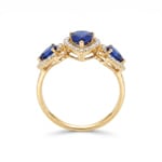 Saphirring 750/18 K Gelbgold mit Diamanten 0.18 ct - RI-73760-SAF-GG