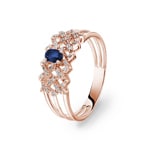 Sapphire Ring 750/18 K Rose Gold with Diamonds 0.09 ct H/si