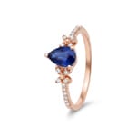 Saphirring 750/18 K Roségold mit Diamanten 0.09 ct