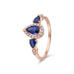 Bague saphir or rosé 750/18 ct avec diamants 0.09 ct