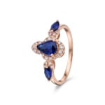 Saphirring 750/18 K Roségold mit Diamanten 0.12 ct