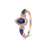 Saphirring 750/18 K Roségold mit Diamanten 0.13 ct