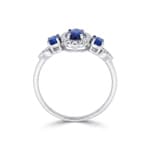 Saphirring 750/18 K Weissgold mit Diamanten 0.09 ct - RI-73762-SAF-WG