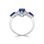 Saphirring 750/18 K Weissgold mit Diamanten 0.12 ct - RI-73758-SAF-WG