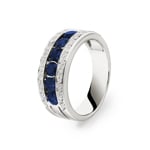 Sapphire Ring 750/18 K White Gold with Diamonds 0.14 ct H/si