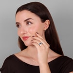 Sapphire Ring 750/18 K White Gold with Diamonds 0.14 ct H/si - RI-38068-SAF-WG