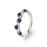 Saphirring 750/18 K Weissgold mit Diamanten 0.16 ct H/si Ø 54 - PR9487/2