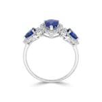 Saphirring 750/18 K Weissgold mit Diamanten 0.18 ct - RI-73760-SAF-WG