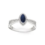Sapphire Ring 750/18 K White Gold with Diamonds 0.19 ct H/si - RI-53961-SAF-WG