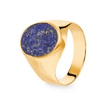 Signet Ring Hollow 750/18 K Yellow Gold with Lapis Lazuli