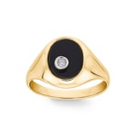 Siegelring 750/18 K Gelbgold massiv mit Onyx und Diamant 0.02ct. - 31123B