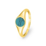 Chevalière or jaune 750/18 ct avec turquoise