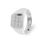 Signet Ring 925 Silver faceted, 11 x 11mm