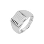 Signet Ring 925 Silver faceted, 12.5 x 14mm
