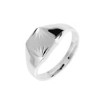 Signet Ring 925 Silver faceted, 9 x 9mm