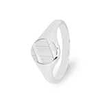 Signet Ring 925 Silver brushed & faceted, 10 x 9mm
