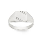 Signet Ring 925 Silver brushed & faceted, 11 x 9mm - 337578