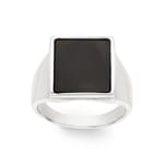 Signet Ring 925 Silver rhodium-plated with square Onyx - 337564