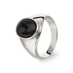 Siegelring 925 Silber rhodiniert mit Onyx rund