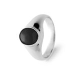 Chevalière Argent 925 rhodié avec Onyx ronde