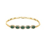 Emerald Bracelet 750/18 K Yellow Gold with Diamonds 0.67 ct H/si
