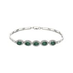Smaragd Armband 750/18 K Weissgold mit Diamanten 0.67 ct H/si