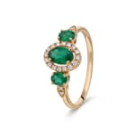 Smaragdring 750/18 K Gelbgold mit Diamanten 0.09 ct