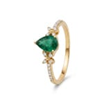 Smaragdring 750/18 K Gelbgold mit Diamanten 0.09 ct