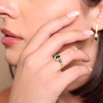 Smaragdring 750/18 K Gelbgold mit Diamanten 0.09 ct - RI-73768-SMA-GG
