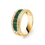 Emerald Ring 750/18 K Yellow Gold with Diamonds 0.14 ct H/si
