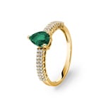 Smaragdring 750/18 K Gelbgold mit Diamanten 0.16 ct H/si