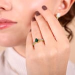 Smaragdring 750/18 K Gelbgold mit Diamanten 0.16 ct H/si - RI-53581-SMA-GG