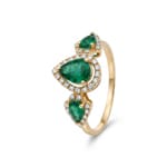 Smaragdring 750/18 K Gelbgold mit Diamanten 0.18 ct