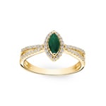 Emerald Ring 750/18 K Yellow Gold with Diamonds 0.19 ct H/si - RI-53961-SMA-GG