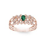 Bague émeraude or rosé 750/18 ct avec diamants 0.09 ct H/si - RI-46721-SMA-RG