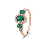 Smaragdring 750/18 K Roségold mit Diamanten 0.09 ct