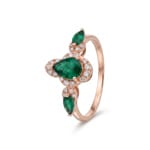 Smaragdring 750/18 K Roségold mit Diamanten 0.12 ct