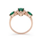 Smaragdring 750/18 K Roségold mit Diamanten 0.12 ct - RI-73758-SMA-RG