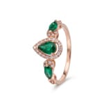 Smaragdring 750/18 K Roségold mit Diamanten 0.13 ct