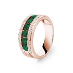 Emerald Ring 750/18 K Rose Gold with Diamonds 0.14 ct H/si