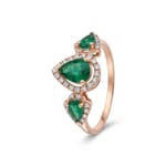Smaragdring 750/18 K Roségold mit Diamanten 0.18 ct