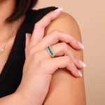 Bague émeraude or rosé 750/18 ct avec diamants 0.20 ct H/si - RI-68872-SMA-RG